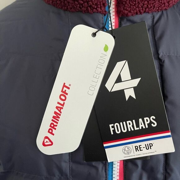 NWT Fourlaps reversible polar quilted Sherpa jacket Burgundy/Smoke size Small - Picture 15 of 16